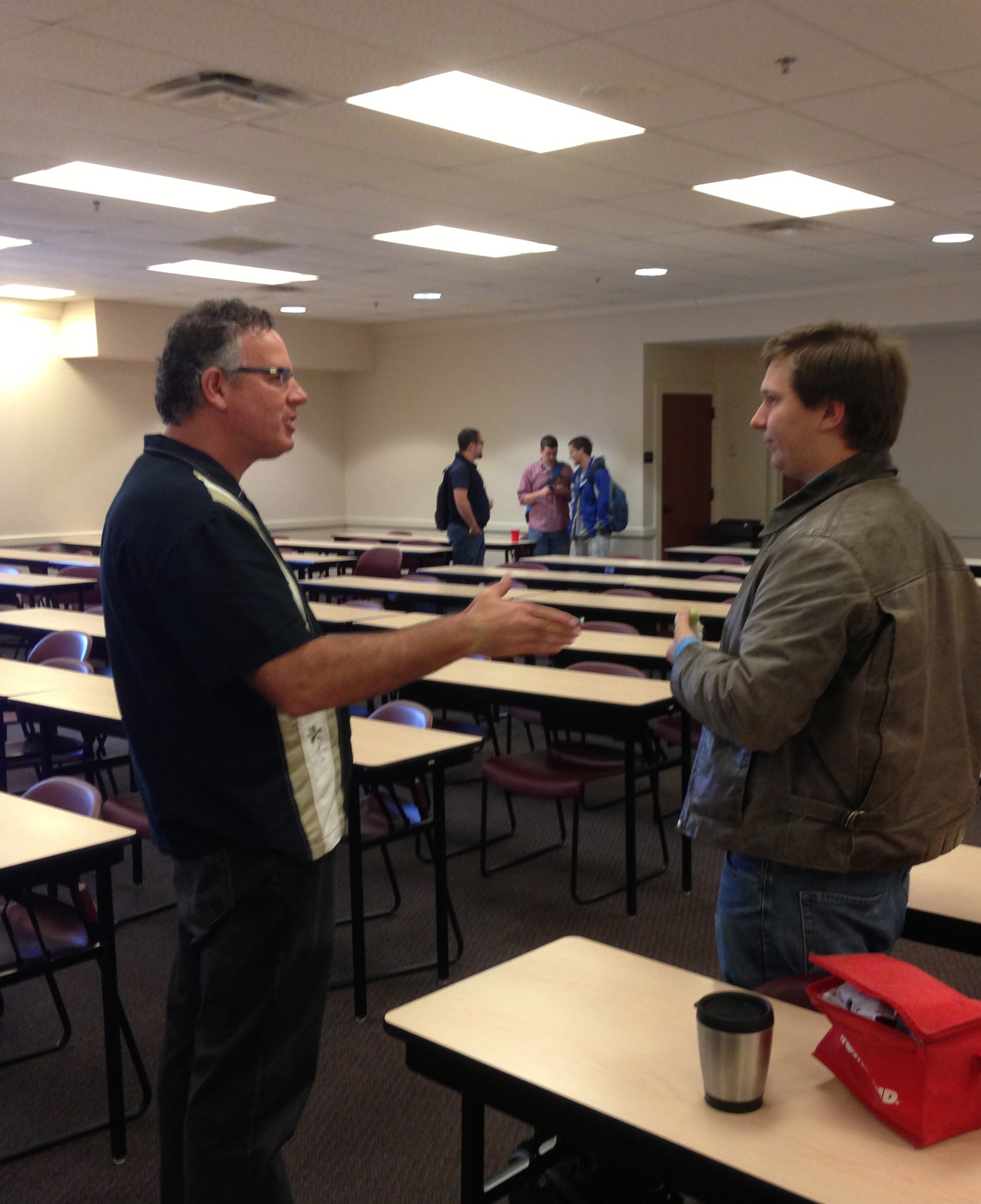Interacting with students at Covenant
