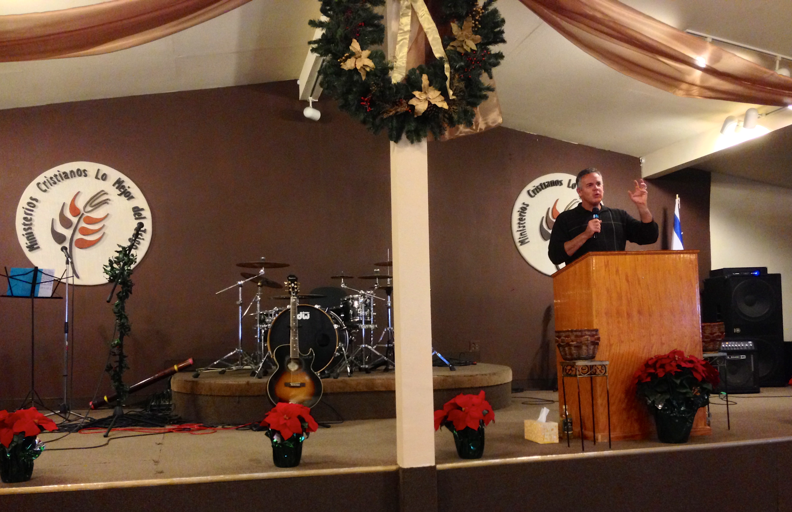 Dave addressing the church