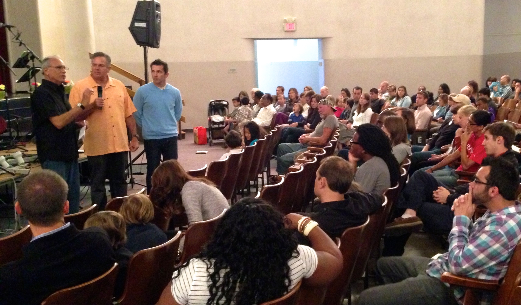 Edgardo Avila, Dave Diaso and Stephen Phelan (from left to right) announcing Edgardo's ministry transition