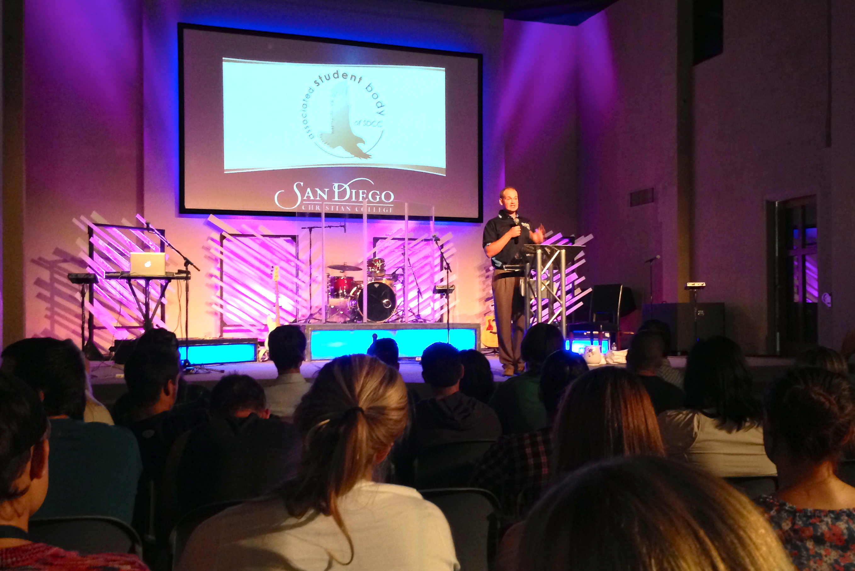 David Jr. giving his speech at San Diego Christian College
