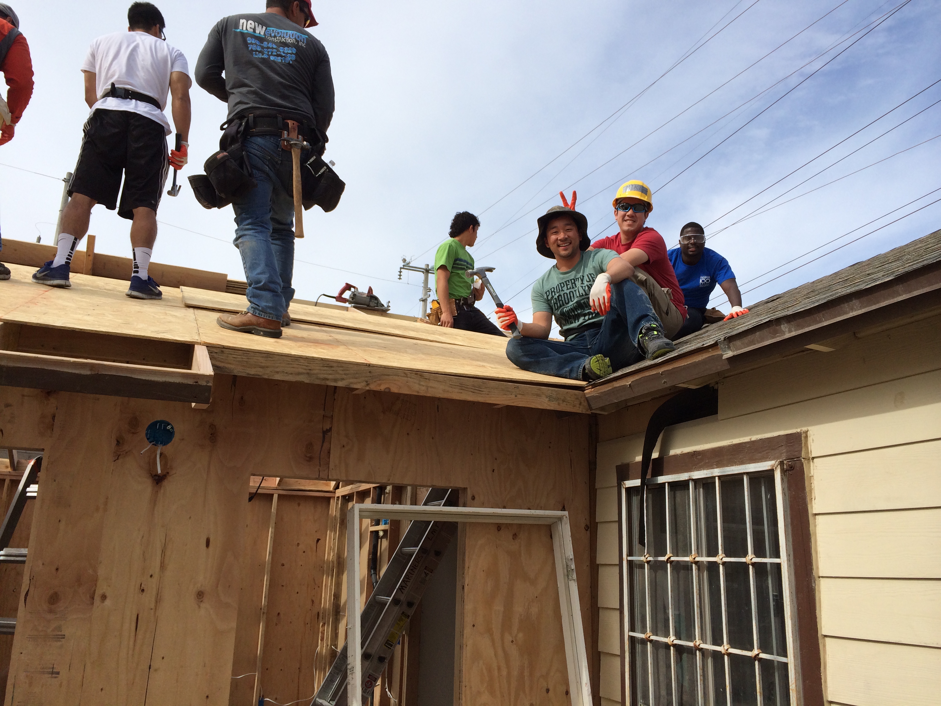 Having some fun while putting the roof on