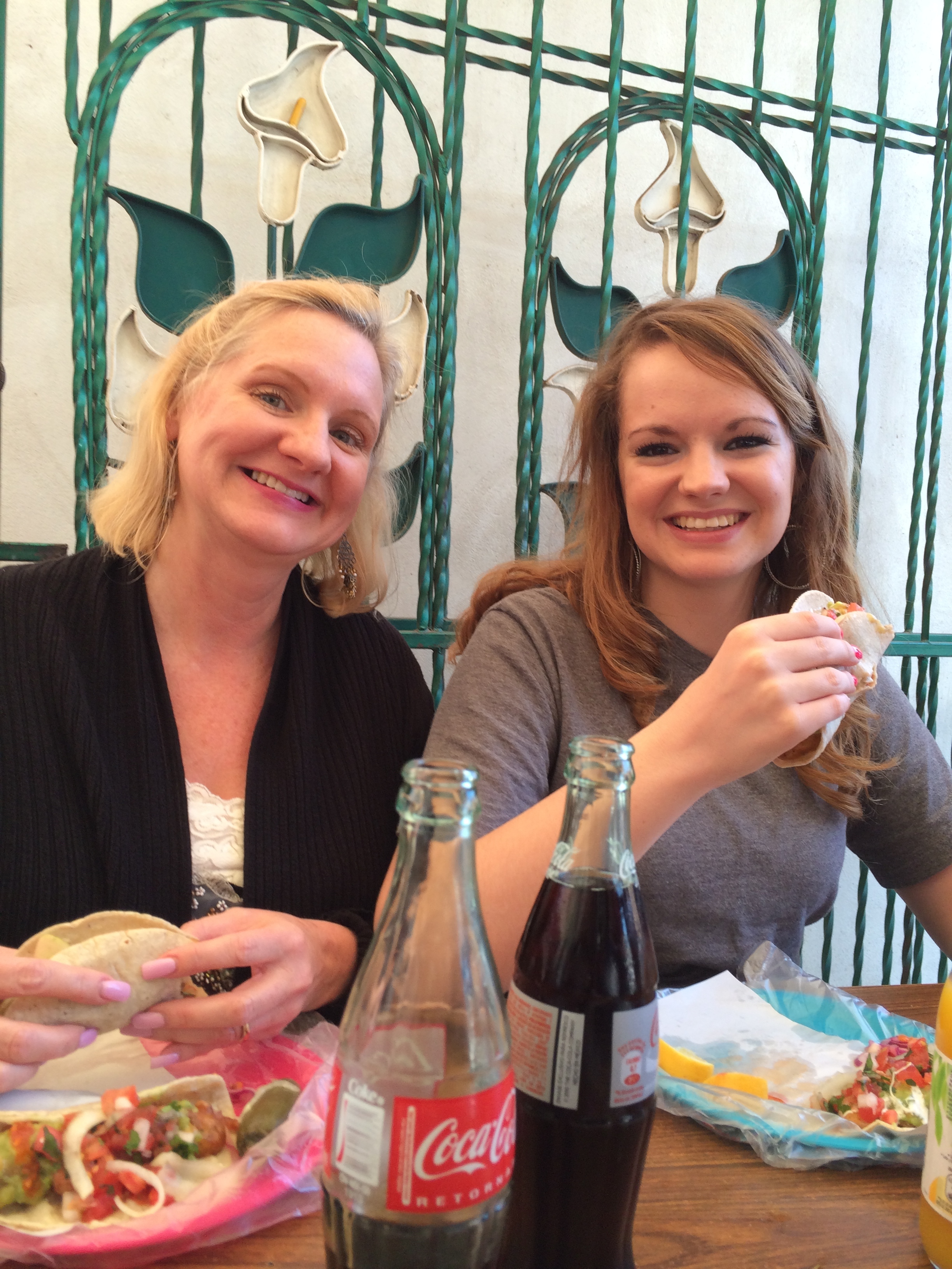 Dawn & Hannah enjoying some fish & shrimp tacos! Ensenada is famous for it's fish tacos, so it was a  cultural experience - Muy sabroso!