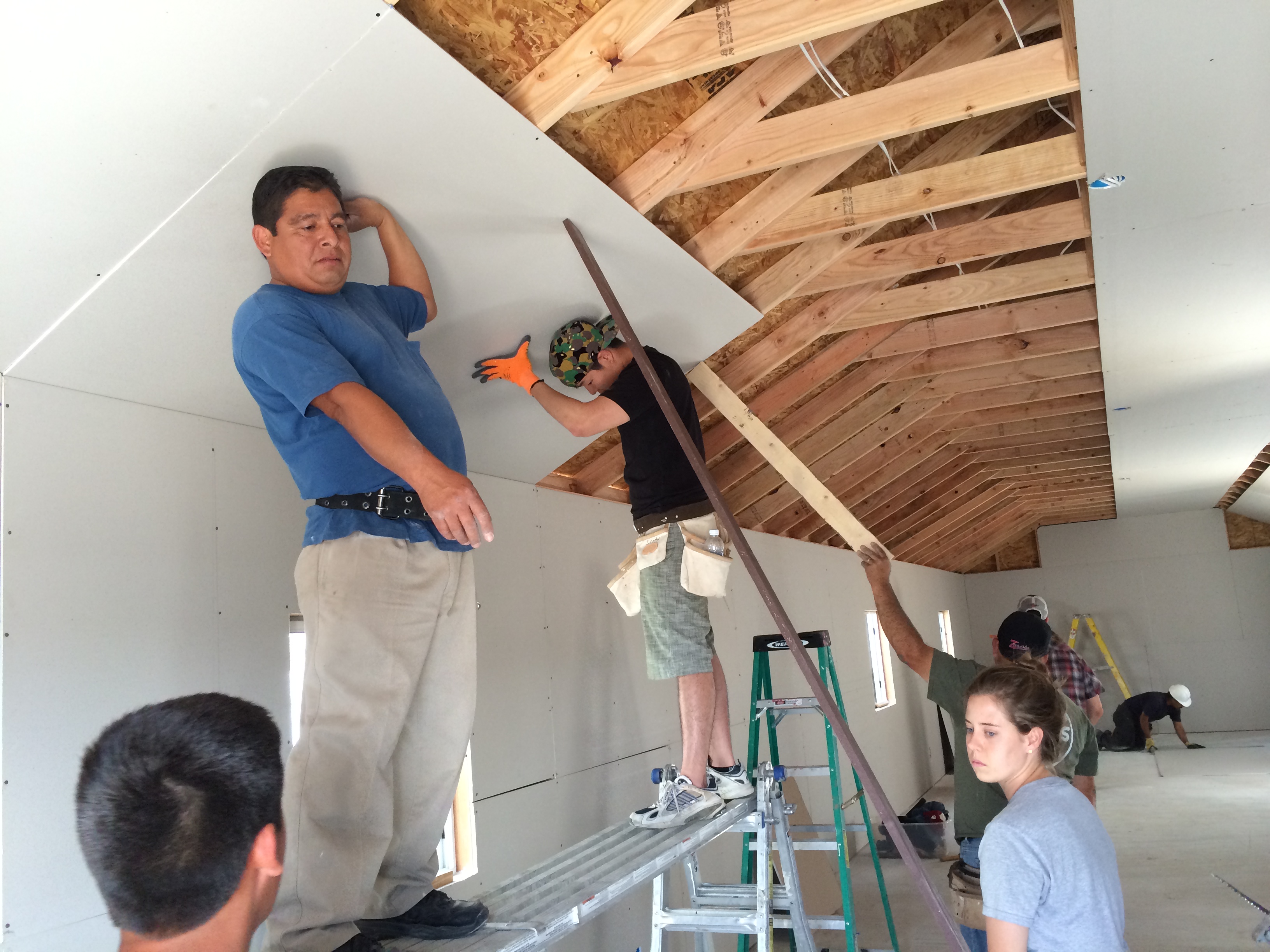 Putting up the drywall