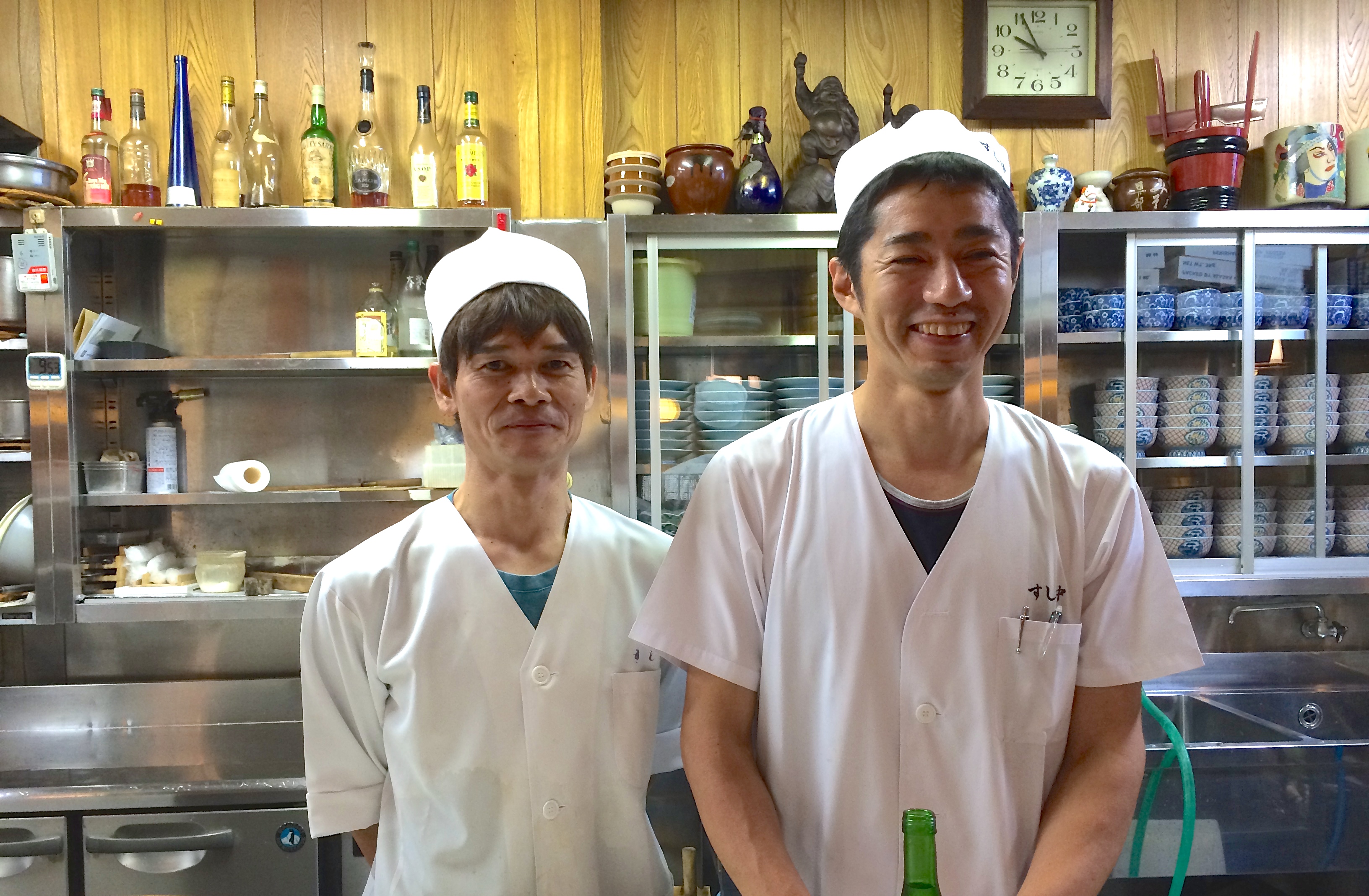 Mie's brother, Hideaki (on the right) at their family run restaurant