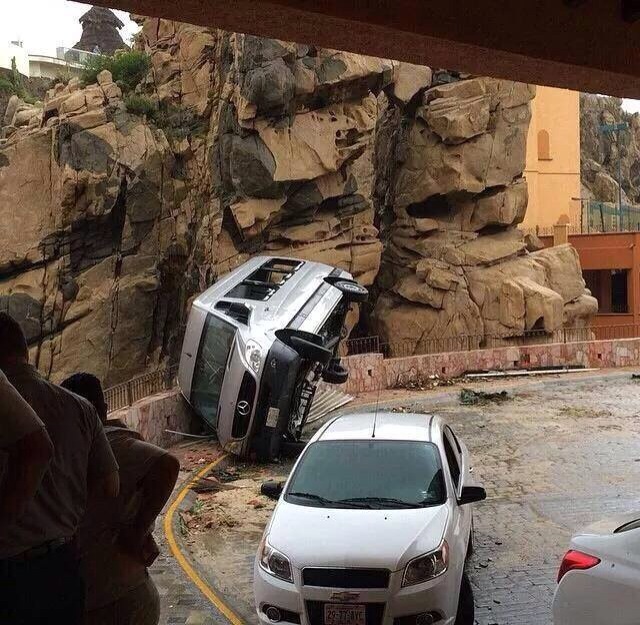 The Hurricane winds were fierce throwing cars around!