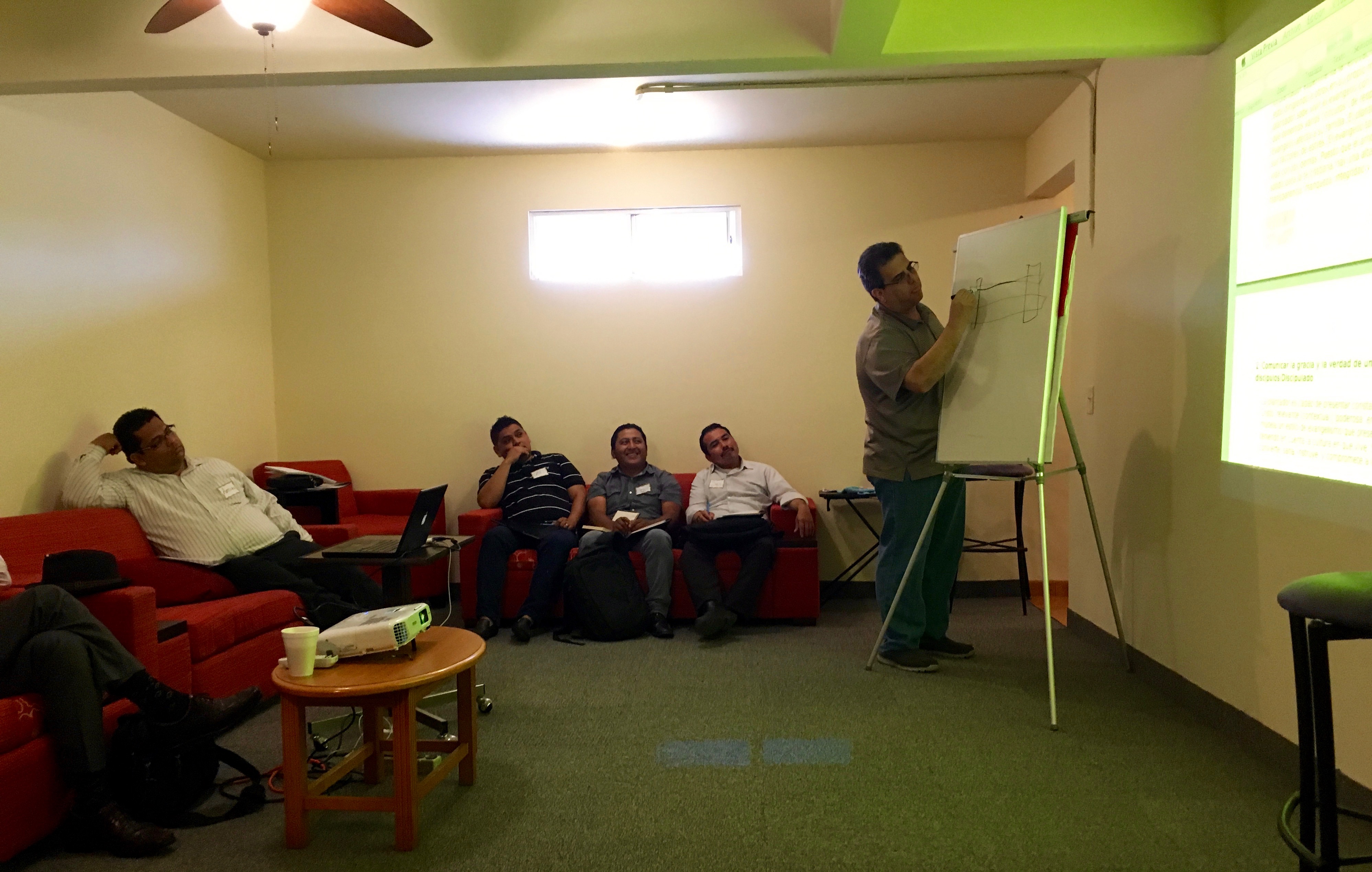 Pastor Jorge Aleman sharing with the group