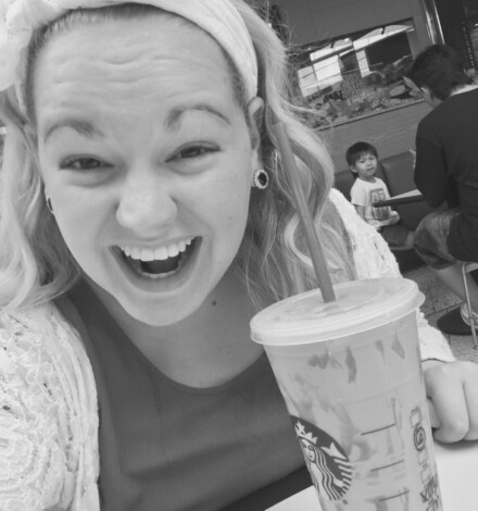 Hannah celebrating the good news with her favorite Starbucks drink!