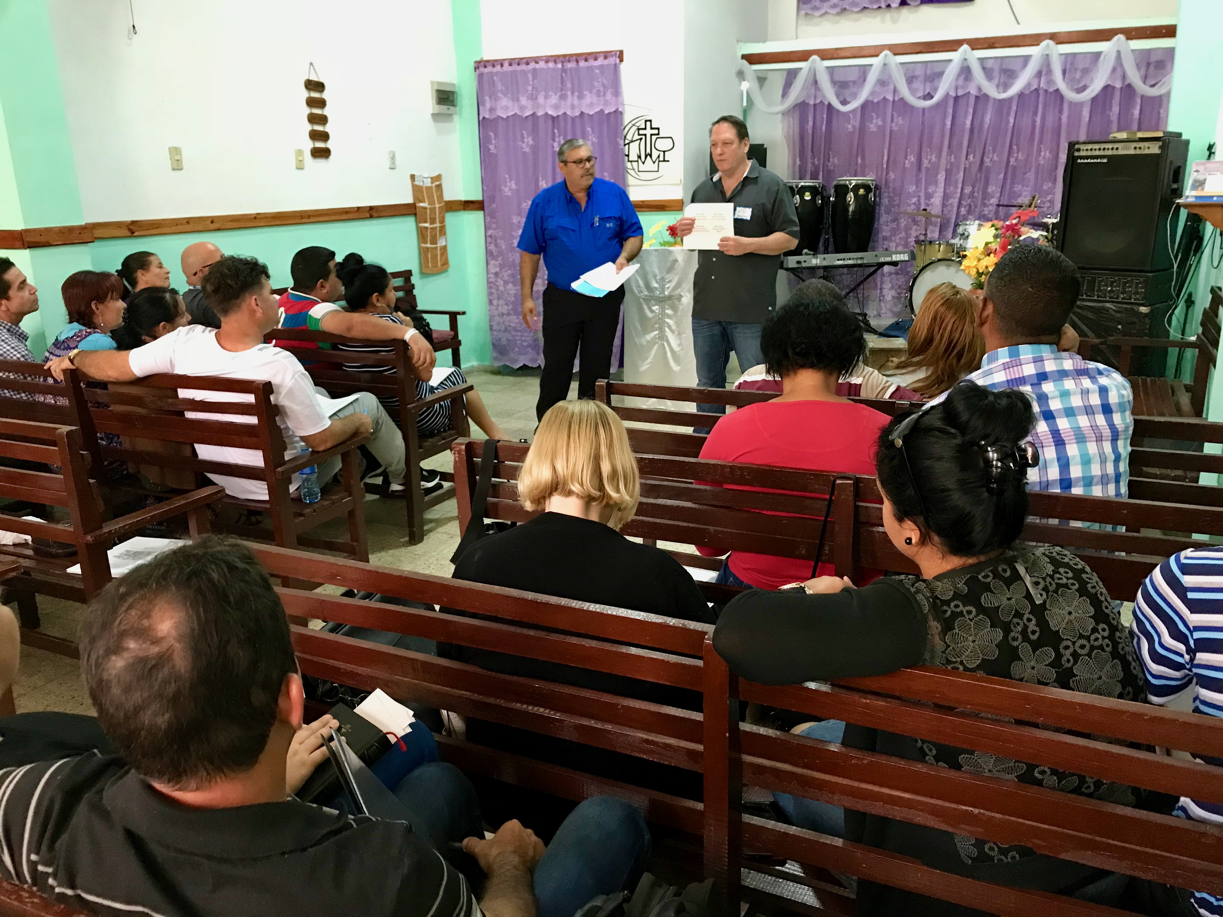 Pastor Daniel Nuñez and JD Pearring leading us through one of the exercises for the church planting evaluation.