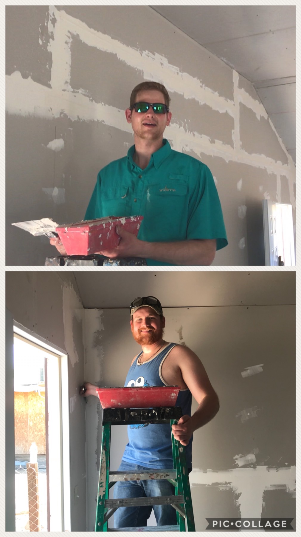 Jonathan & David working hard on the church