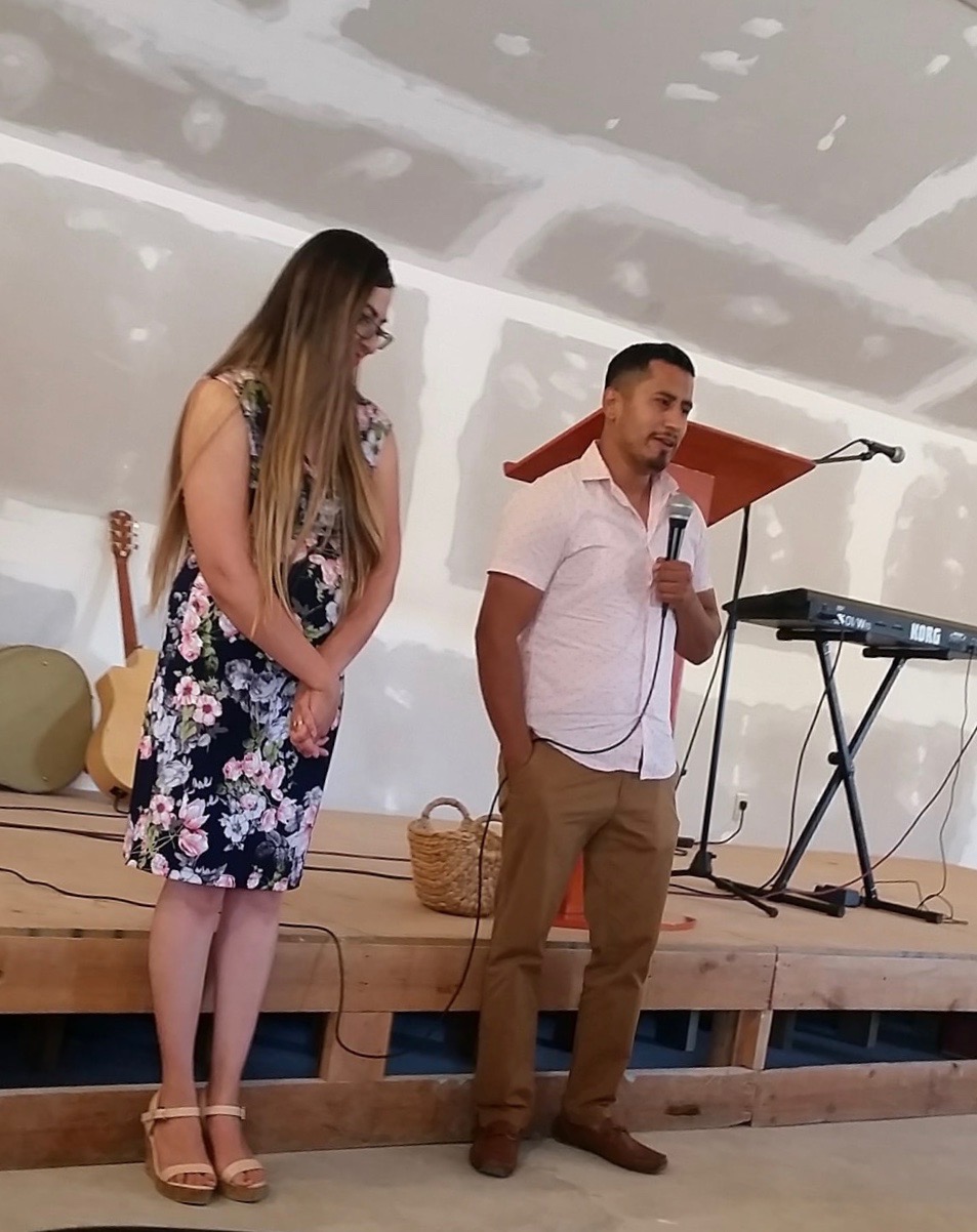 Pastor Mere & Edna sharing at their first church service!