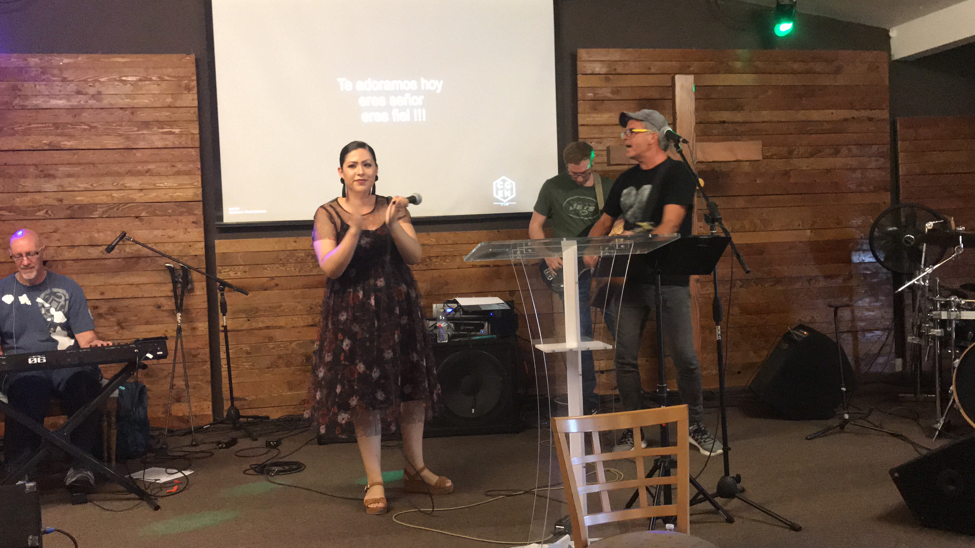 Mark Tedder and Abby Nuñez leading us in worship in Tijuana