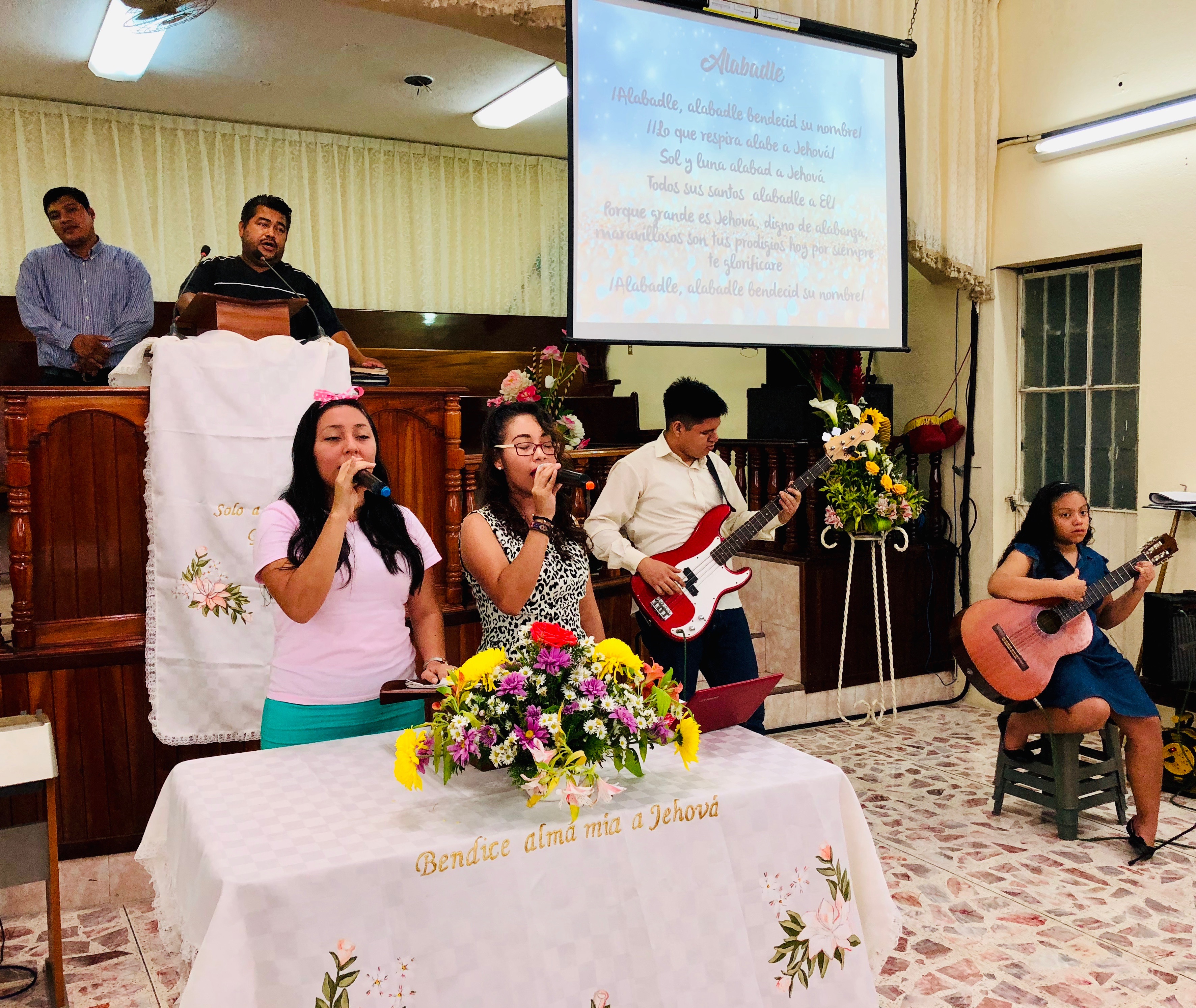 The Youth leading us in worship at the mother church where Luis is pastor
