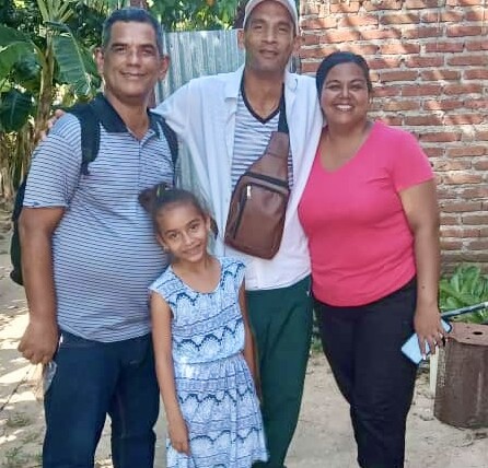 Pastor Justo on the left with Pastor Dunesky and his wife, Deneisy and their daughter