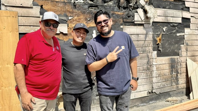 Left to right Pastor Daniel Nunez, Pastor Abraham Velazquez and Pastor Tury Nunez at the work site.