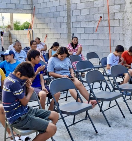 Youth gathering in the new building under construction, Luz y Vida Church, in Los Cabos.