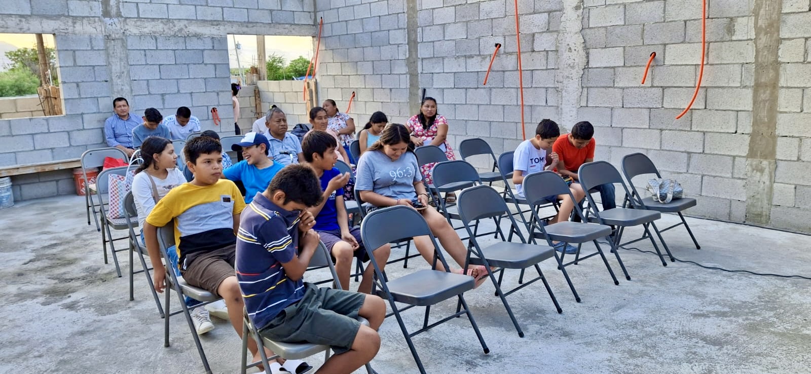 Youth gathering in the new building under construction, Luz y Vida Church, in Los Cabos.