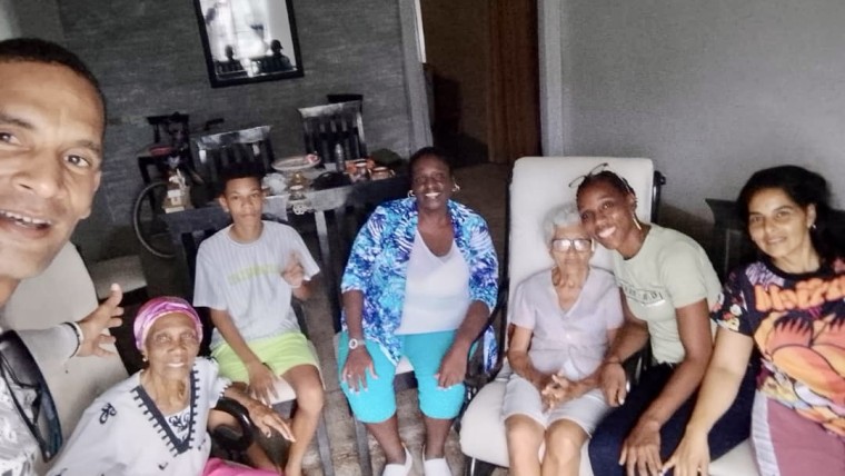 Pastor Dunesky with part of his congregation