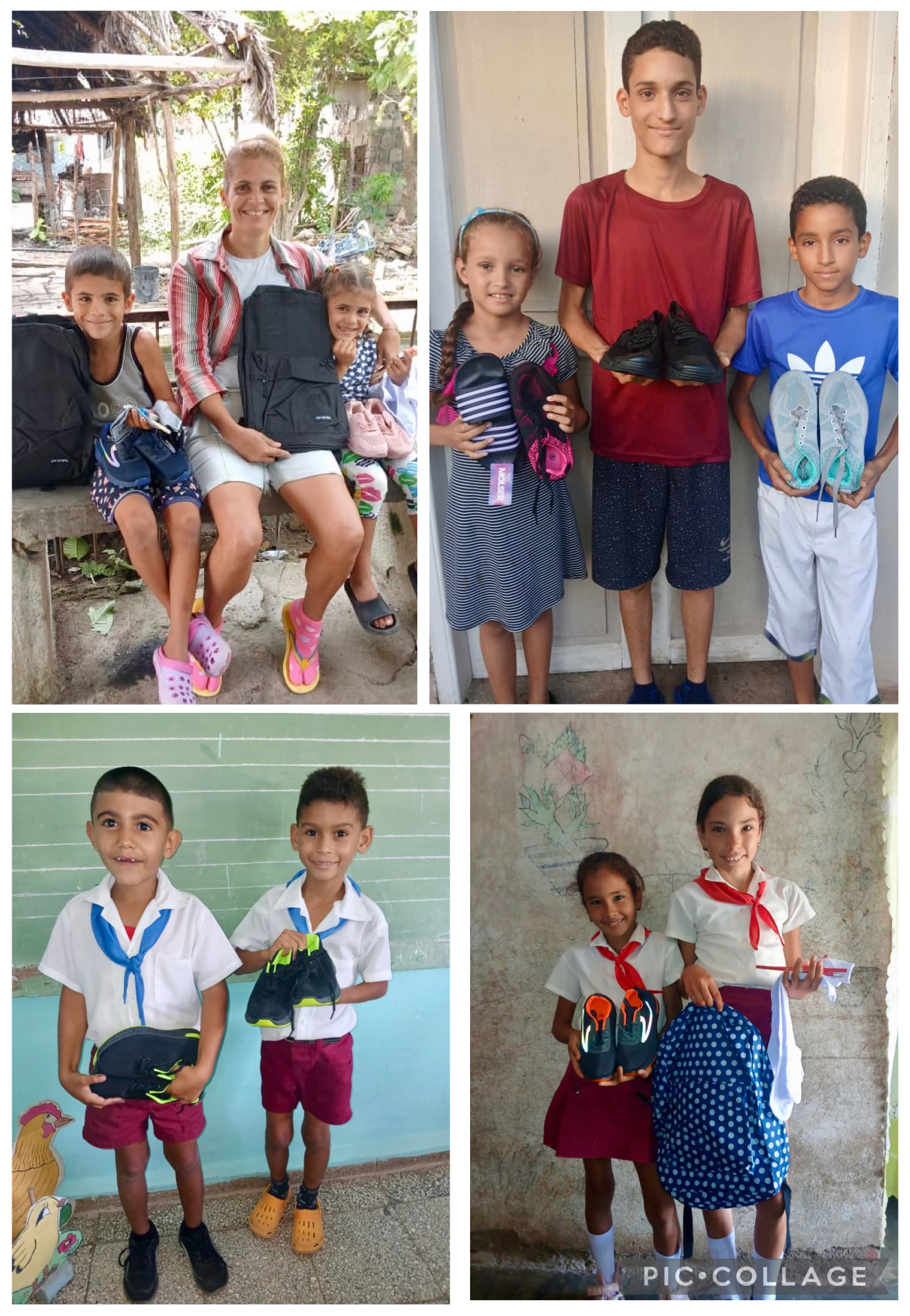 Some of the children that have received shoes and school supplies through Hannah’s Toys of Hope 