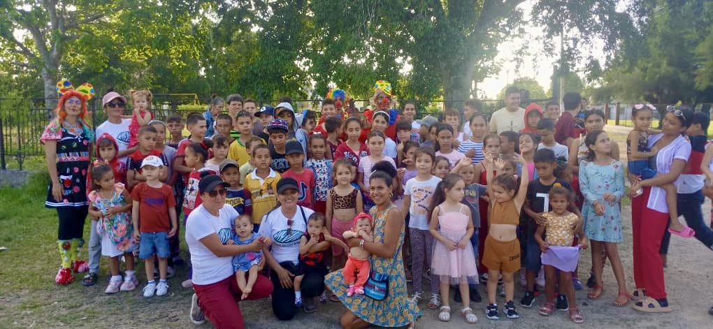 Clown show and message of Christ for the children.