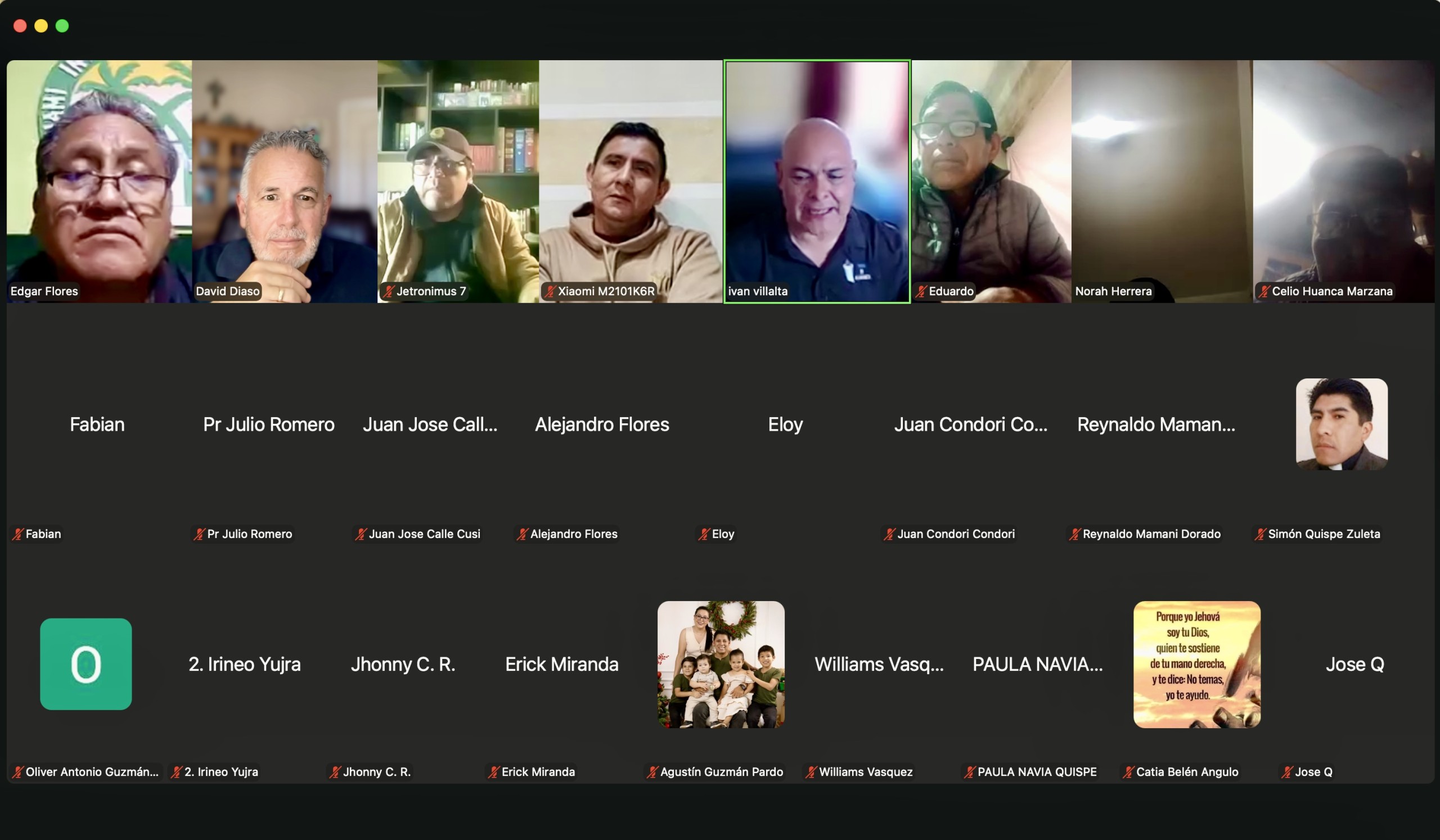 Zoom call with Pastors from Bolivia. Pastor Edgar is the first in the pictures.