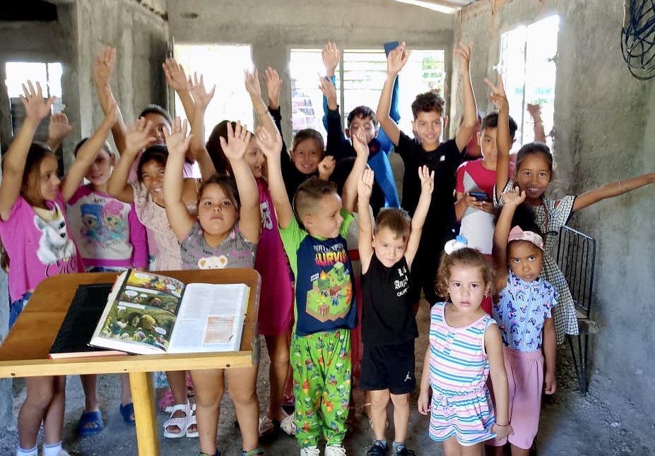 Hannah's Toys of Hope gathering with the children