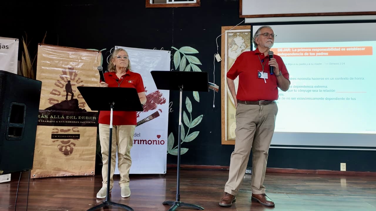 Kristin and Pedro leading a session 