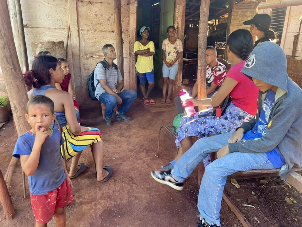 Pastor Justo with meeting with some of the people from his church (note the dirt floor)